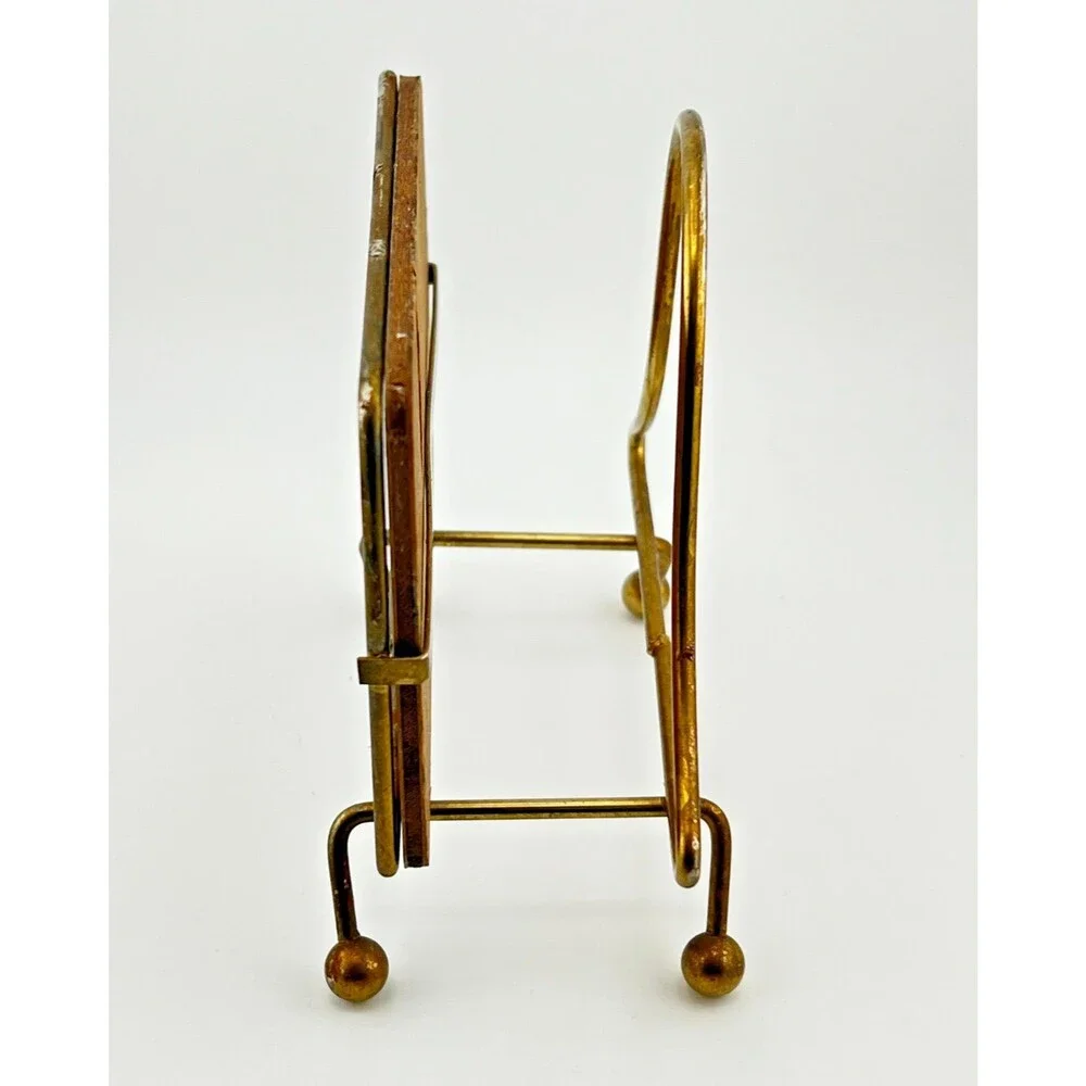 Vtg Victor Goldman Rooster Napkin Holder Wood Brass MCM Country Farmhouse Retro